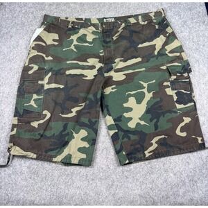 BTL Baggy Camouflage Cargo Shorts Y2K Skater Grunge Green Brown Mens 54